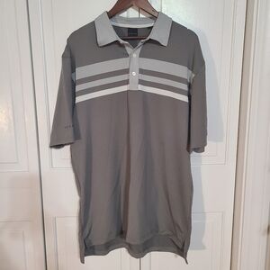 NWT Dunning Golf Charcoal Polo with Light Grey Stripes XL